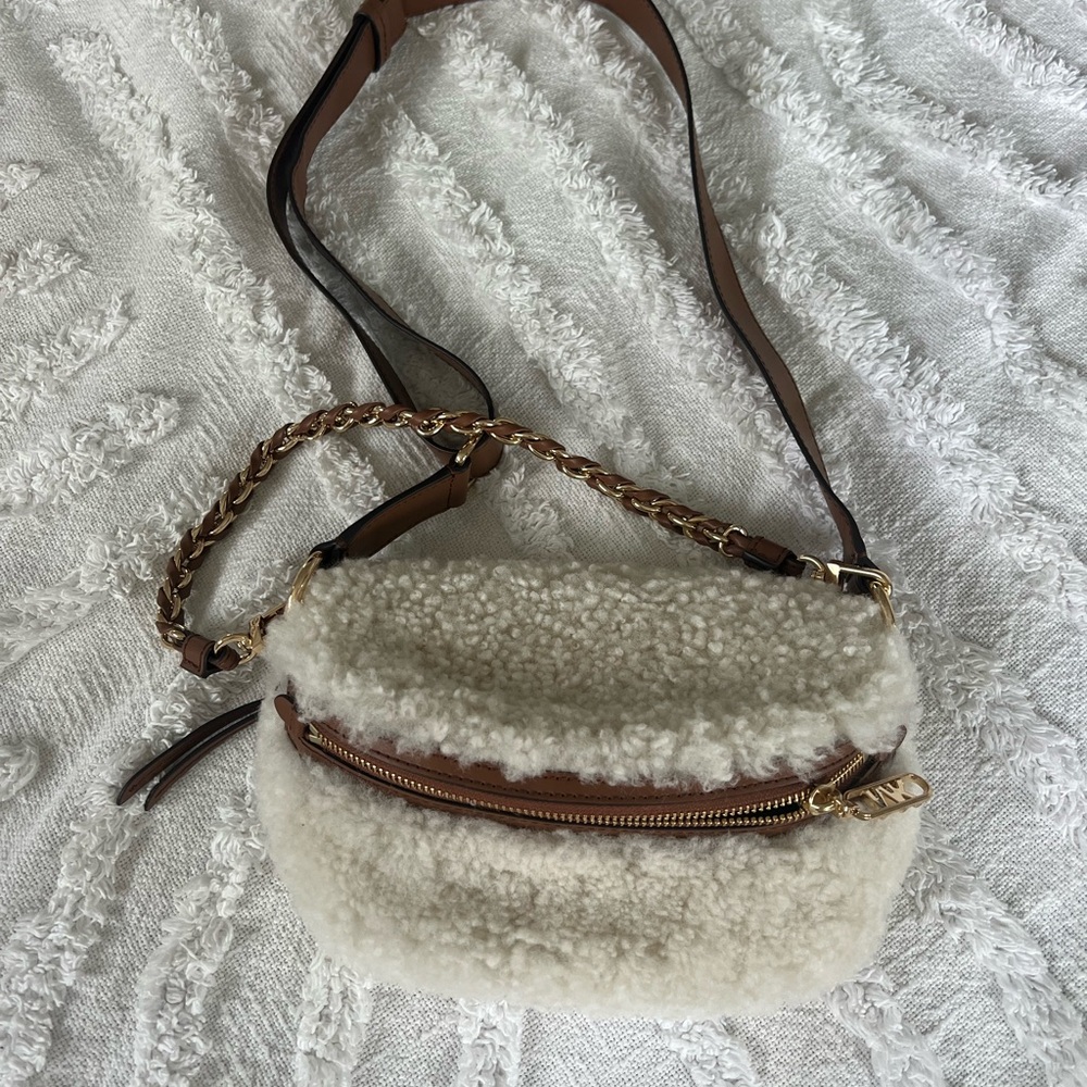 Michael Kors Cream Sherpa Crossbody Bag - Picture 3 of 11
